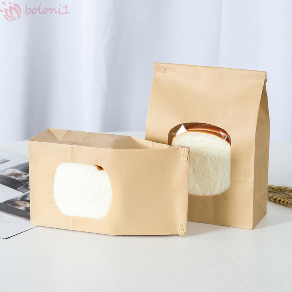 [COD] Túi Giấy Kraft Đứng Đựng Bánh Mì Với Cửa Sổ Trong Suốt Cho Nhà Bếp