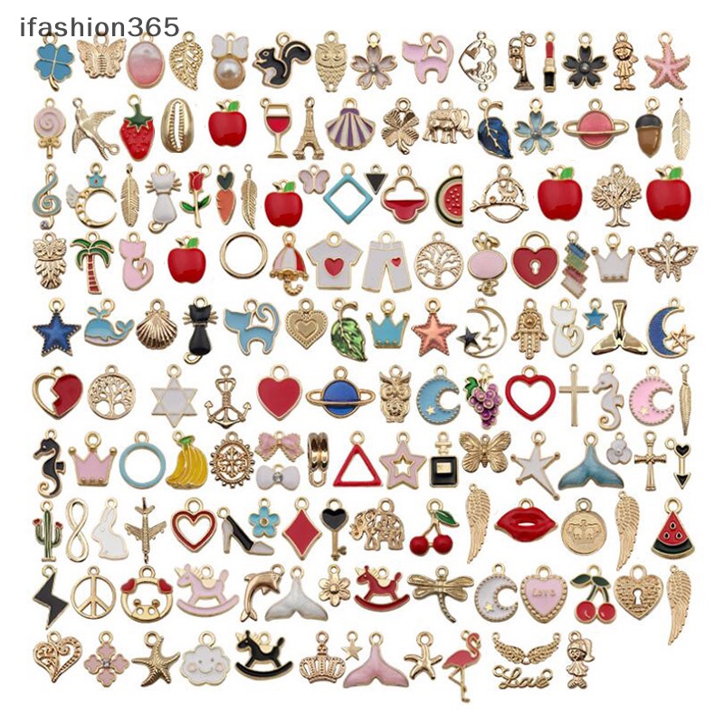 Mặt Dây Chuyền Tráng Men Hình Chữ Ch / Bông Hoa / Động Vật DIY Làm Trang Sức Thủ Công Thời Trang ifashion365