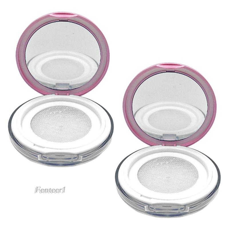 [Fenteer1] Set 2 Hộp Rỗng Đựng Phấn Trang Điểm 3G Có Gương Trang Điểm Nhỏ Gọn Chống Rò Rỉ