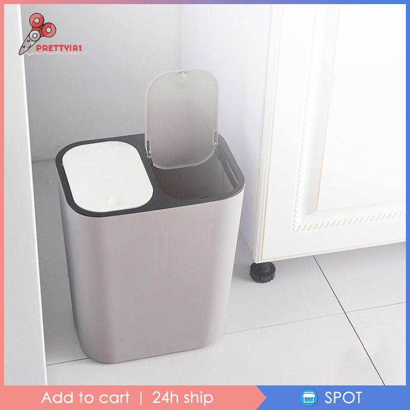 Thùng Rác Tái Sử Dụng Ướt Và Khô 15 Lít Màu Trắng Cho Nhà Bếp [Prettyia1]