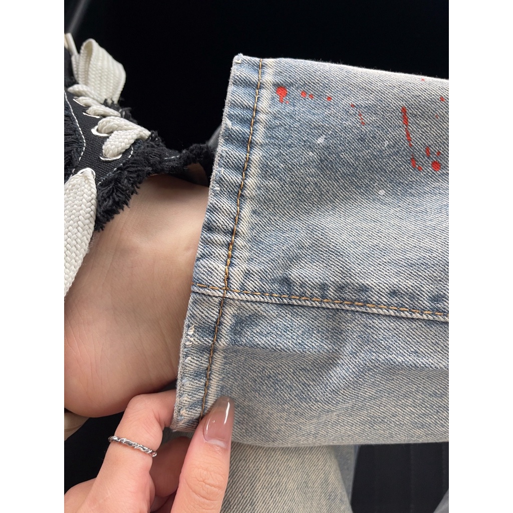 Quần Jean Dài Dáng Rộng Rách Lưng Cao Thời Trang Mùa Hè Mới Cho Nữ