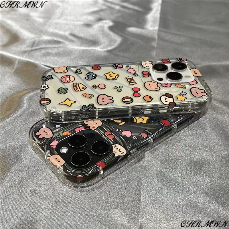 Ốp Điện Thoại Mềm Trong Suốt Họa Tiết Gấu Và Bánh Kem Dễ Thương Cho iPhone14promax 1312 / 11 7 / 8plus xr / sins ELJ9