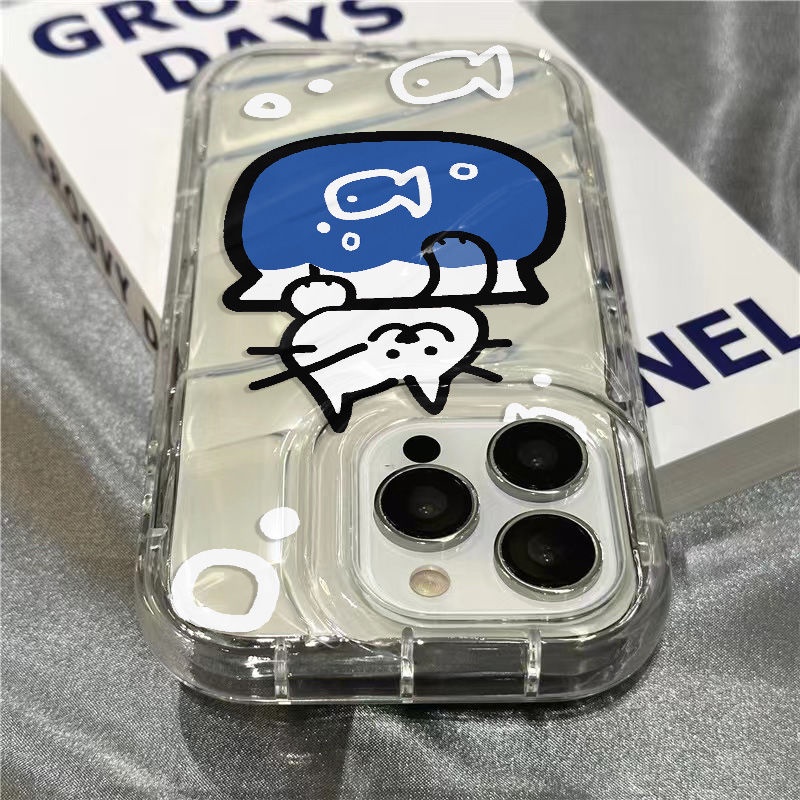 Ốp Điện Thoại Mềm Trong Suốt In Hình Cá / Mèo Dễ Thương Cho Iphone xr8plus 1312 / 7 / 14Promax / 11 B5K5