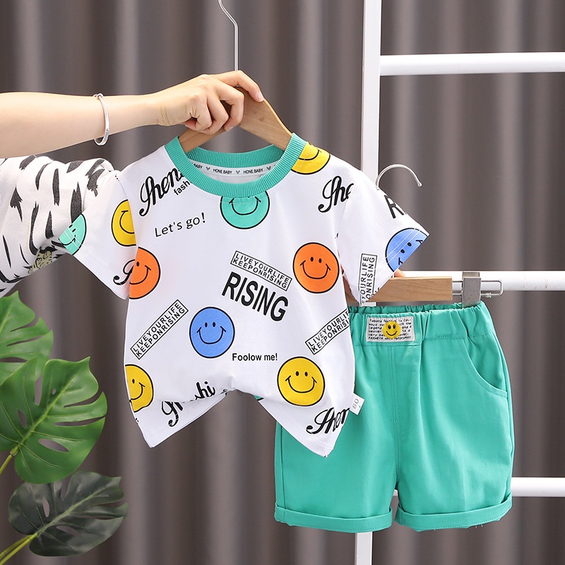 Bộ Áo Thun Họa Tiết Hoạt Hình mickey / Gấu Dễ Thương Thời Trang Mùa Hè Cho Bé Trai Và Gái 0-5 Tuổi