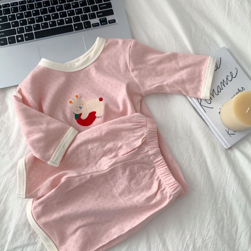Bộ Đồ Ngủ Tay Ngắn Chất Cotton Thoáng Khí In Họa Tiết Hoạt Hình Dễ Thương Thời Trang Mùa Hè Cho Bé Trai Và Gái 5 Tuổi