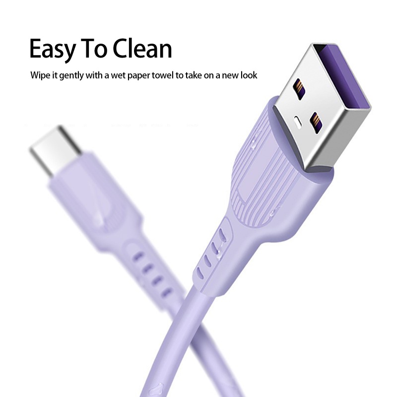 Cáp sạc nhanh USB-A đến C Loại 5A Silicone mới cho Samsung Huawei