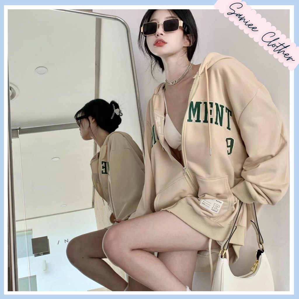 Sét bộ áo khoác nỉ hoodie nam nữ Movement 9 khóa kéo có mũ kèm quần short cạp chun dày dặn Saniee Clother