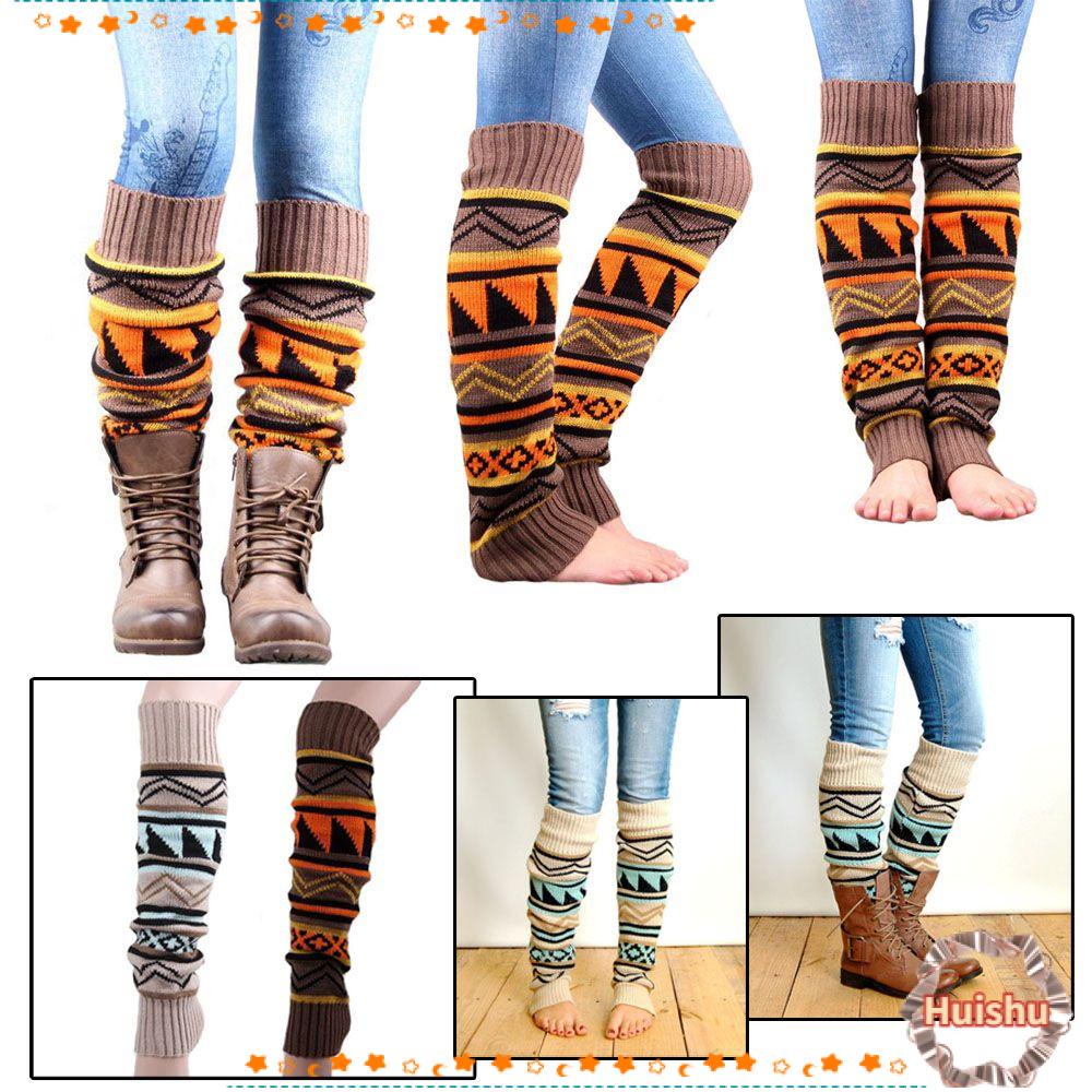 HS Tất Đan Len Giữ Ấm Chân Mùa Đông Phong Cách Bohemia Cho Nữ