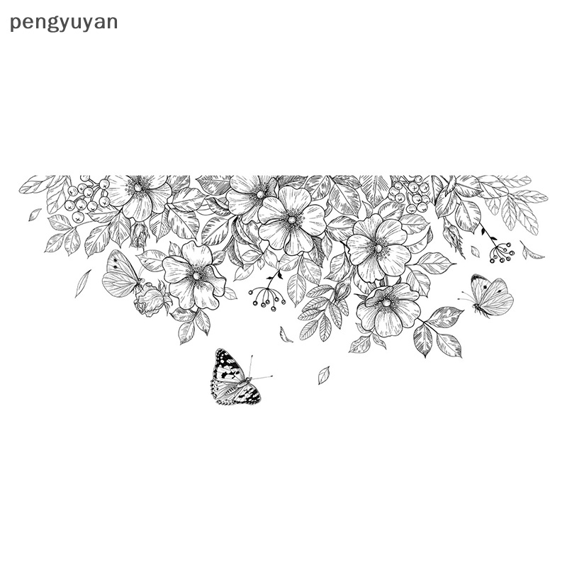 [pengyuyan] Nhãn Dán Tường Tự Dính Trang Trí Nhà Tắm / Toilet Họa Tiết Hoa Bướm Trơn