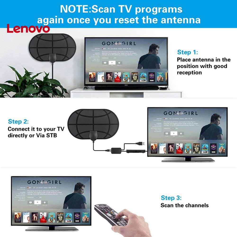 Ăng Ten TV Trong Nhà Khuếch Đại Tín Hiệu Kỹ Thuật Số HDTV Phạm Vi 980 Dặm 4