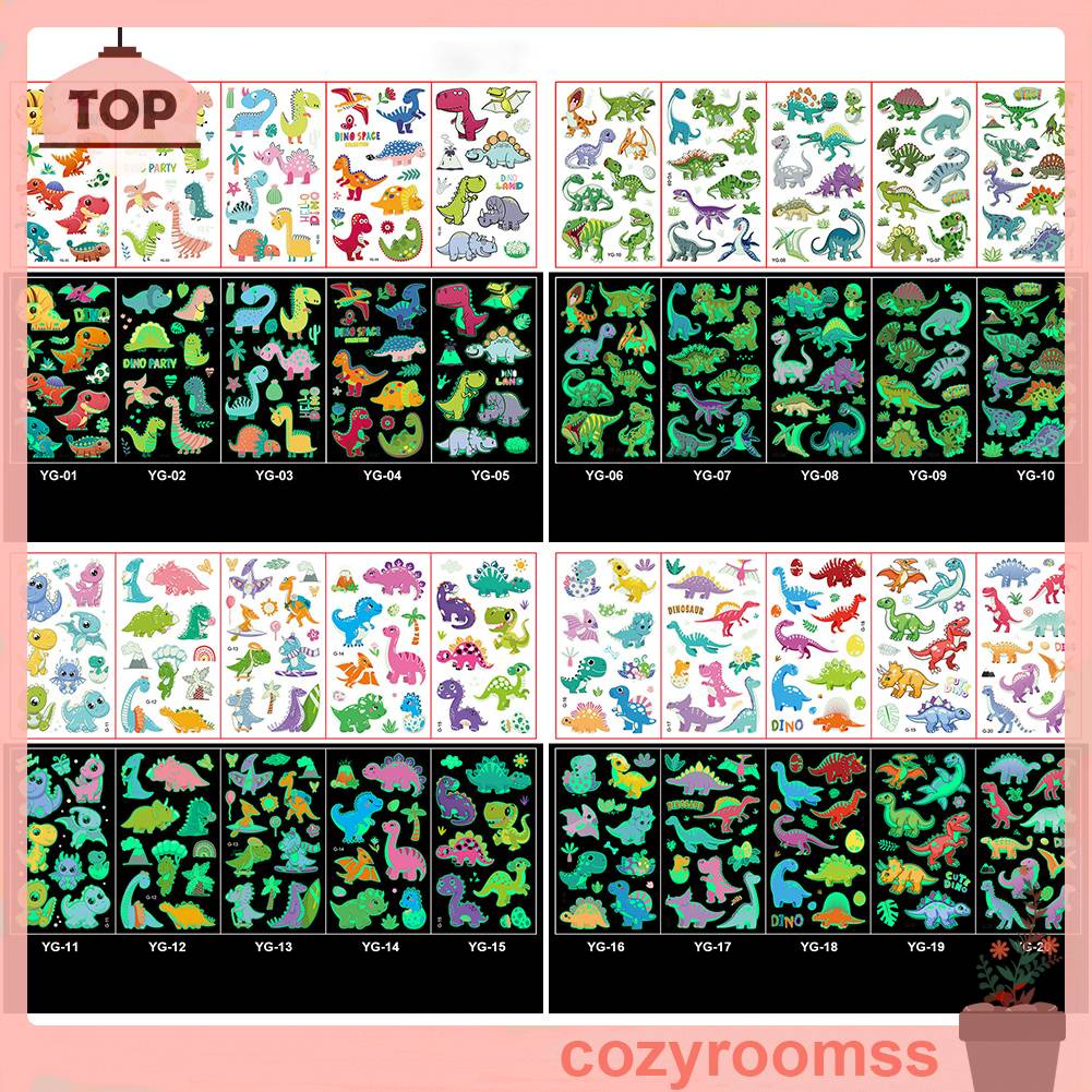 Hình Xăm Dán Họa Tiết Động Vật 3D Dạ Quang Chống Nước Nhiều Màu Sắc Dễ Thương Dành Cho Bé Trai Và Bé Gái