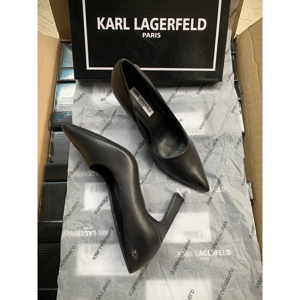 Giày KARL LAGERFELD mũi nhọn trơn, gót nhỏ 7cm