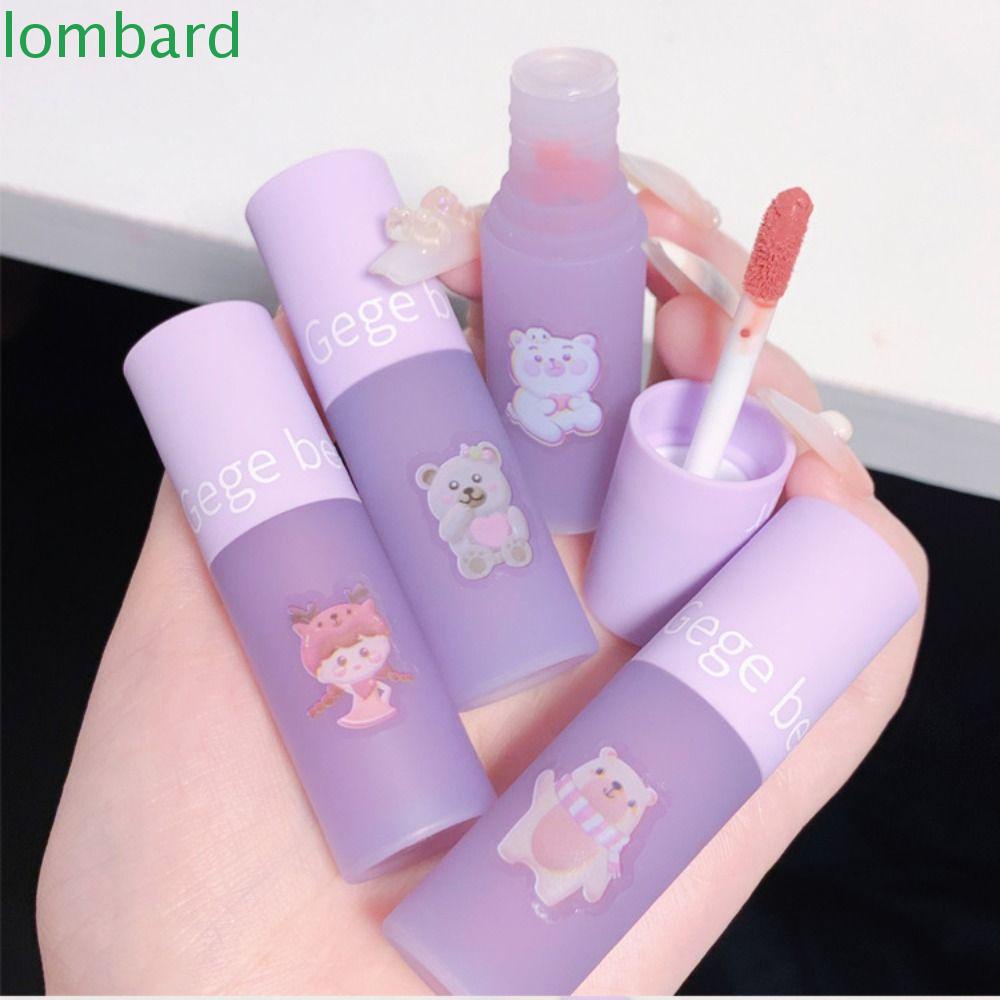 LOMBARD Son Kem Tông Nude Trang Điểm Lâu Trôi Thiết Kế Hình Gấu Dễ Thương Phong Cách Hàn Quốc