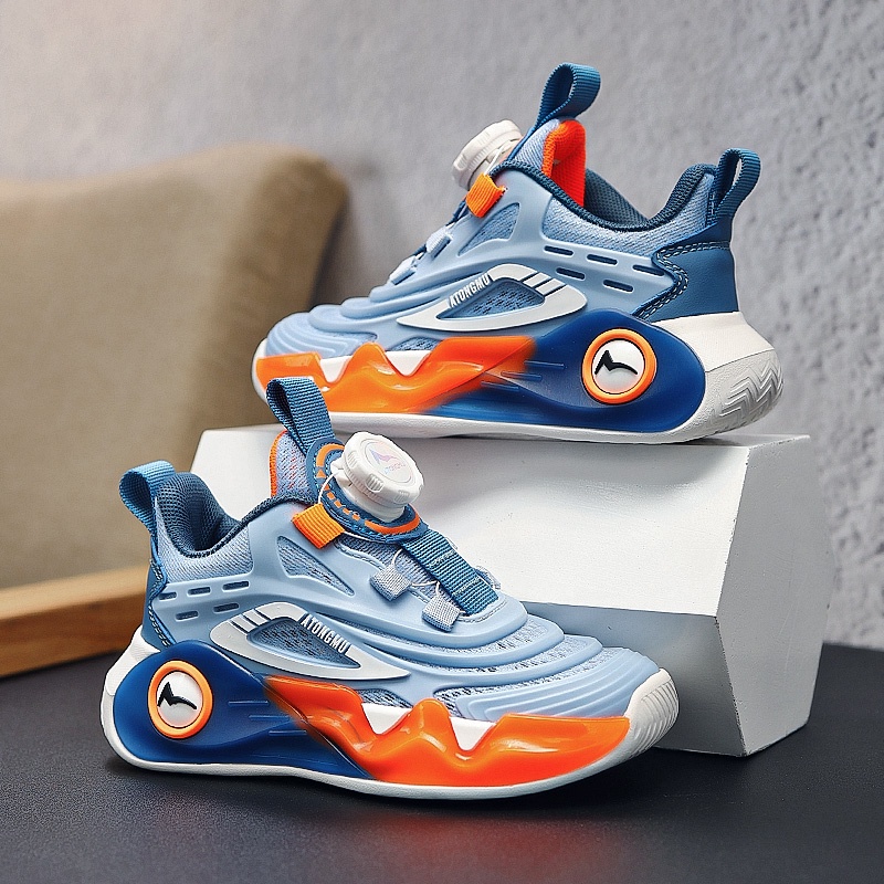 Giày Thể Thao Phối Lưới Chống Trượt Trọng Lượng Nhẹ Đính Nút Xoay Chất Lượng Cao Cho Bé Trai