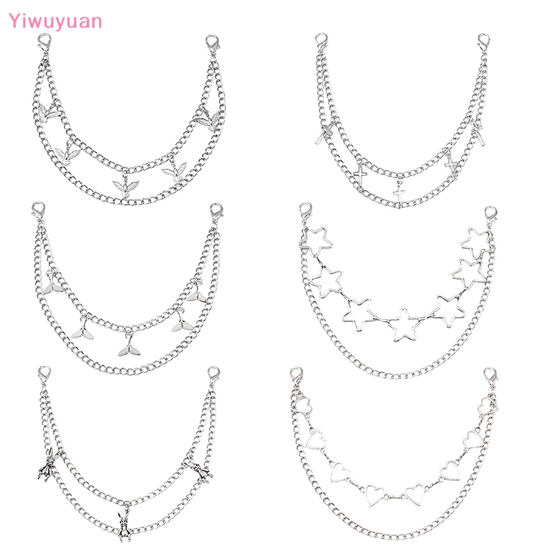 < Yiwuyuan > Dây Xích Kim Loại Nhiều Lớp Mặt Hình Thỏ Ngôi Sao Năm Cánh Phụ Kiện Túi Xách Đeo Chéo Dây Xích DIY Mới