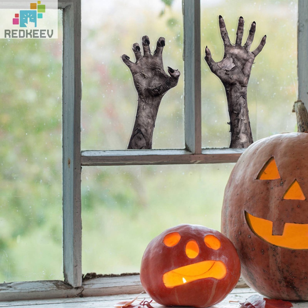 2 Miếng Dán Tường / Cửa Sổ Hình Bàn Tay Ma Kinh Dị 3D