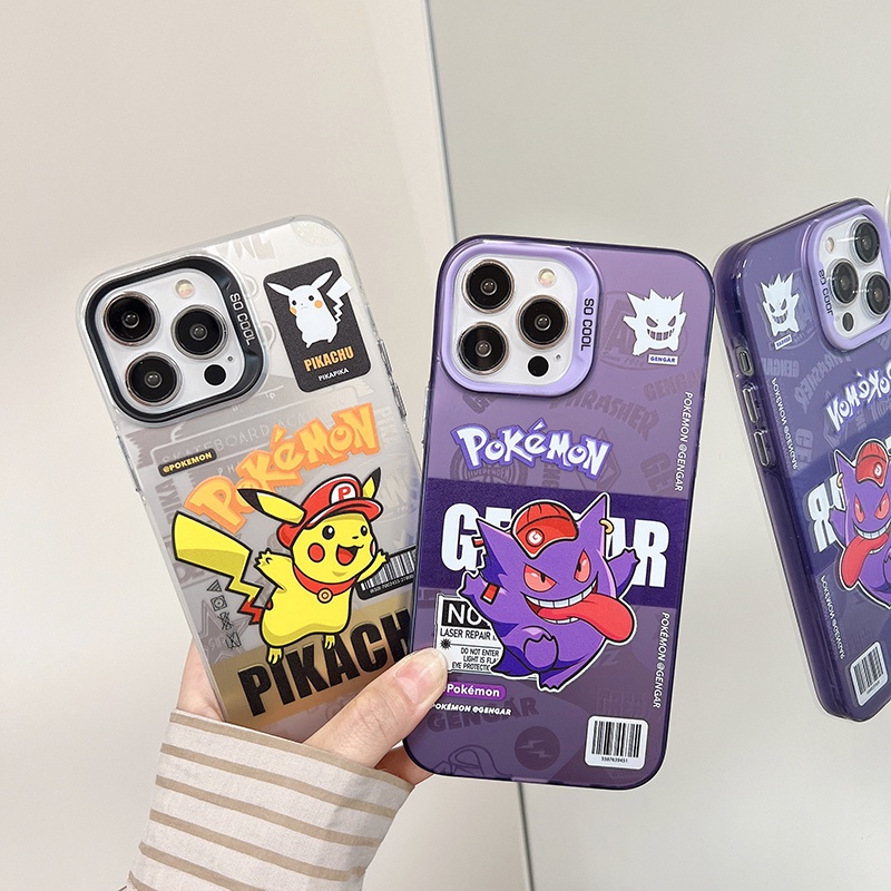 Ốp Điện Thoại Hai Mặt Màu Bạc In Hình Pikachu Thời Trang Cho iPhone 11 14 12 13 Pro Max