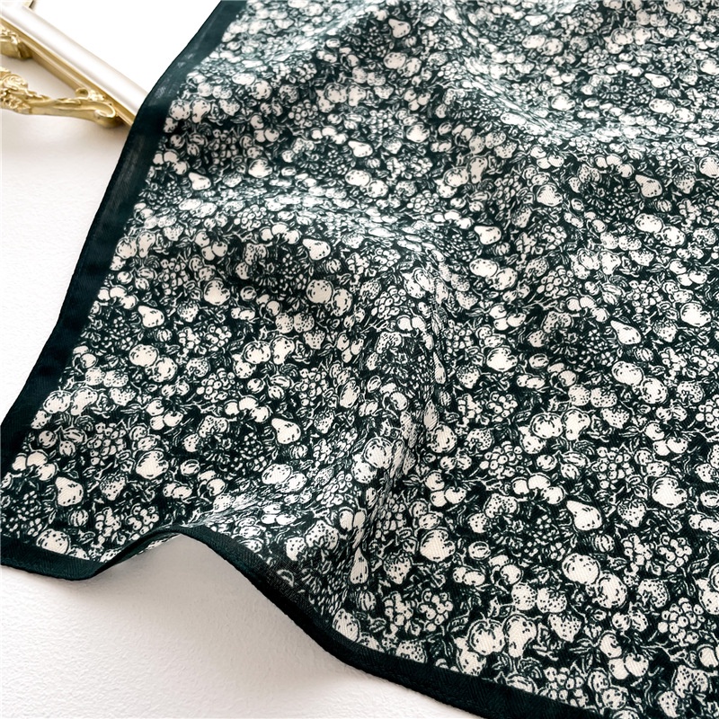 Khăn Choàng Cổ Hình Vuông 65 X 65cm Chất Liệu Cotton Lanh Mỏng In Họa Tiết Hoa Xinh Xắn Thời Trang Cho Nữ