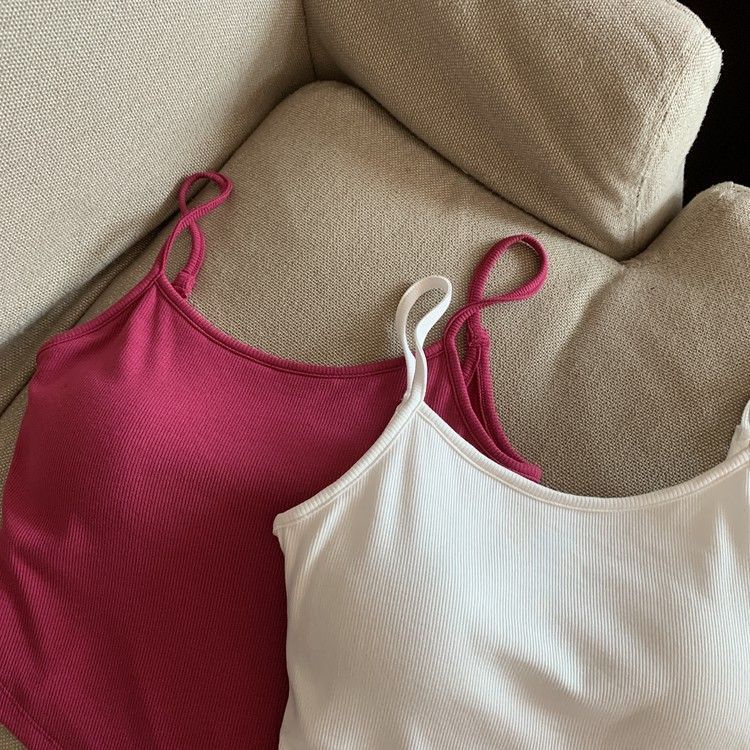 Milyfashion Áo Ngắn Hai Dây Có Đệm Ngực Màu Trơn Và Lưng Đẹp Quyến Rũ Cho Nữ