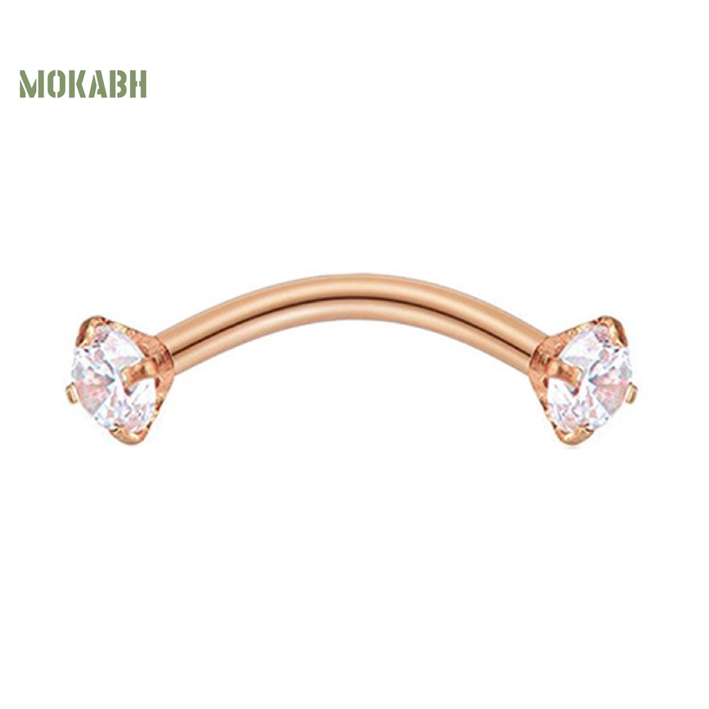 [Mok Abh] Khuyên Xỏ Lông Mày Đính Đá Zircon Bằng Thép Không Gỉ Chống Mài Mòn Cho Nữ