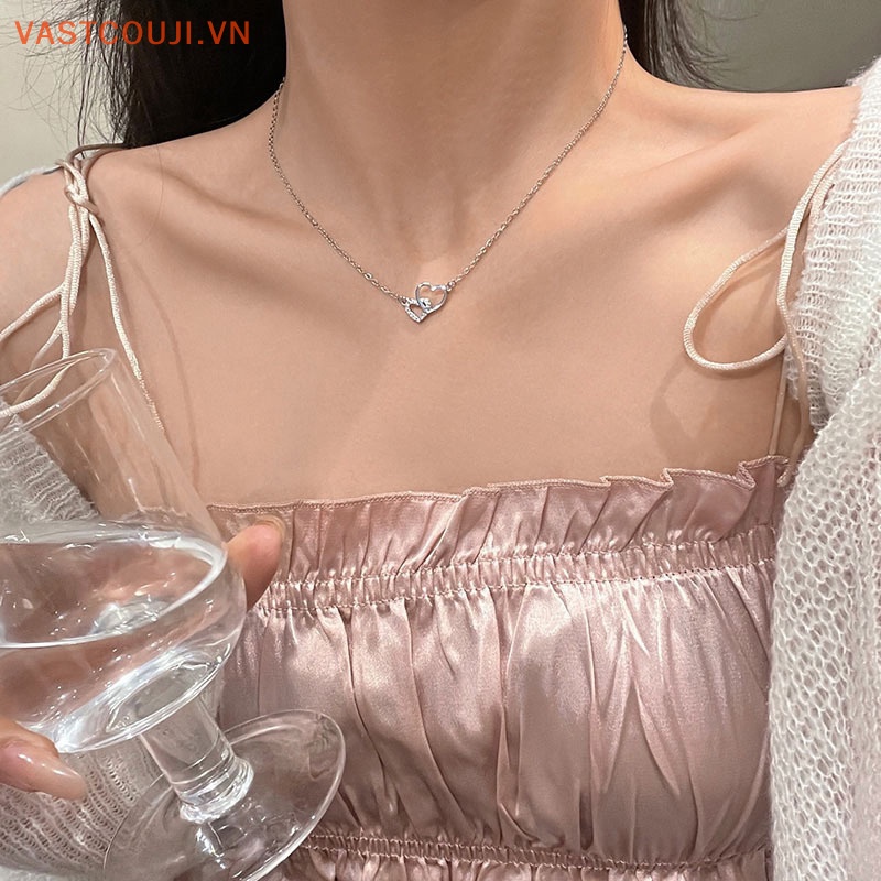 Vòng cổ Mặt Trái Tim Đính Đá Zircon Thời Trang Cho Nữ