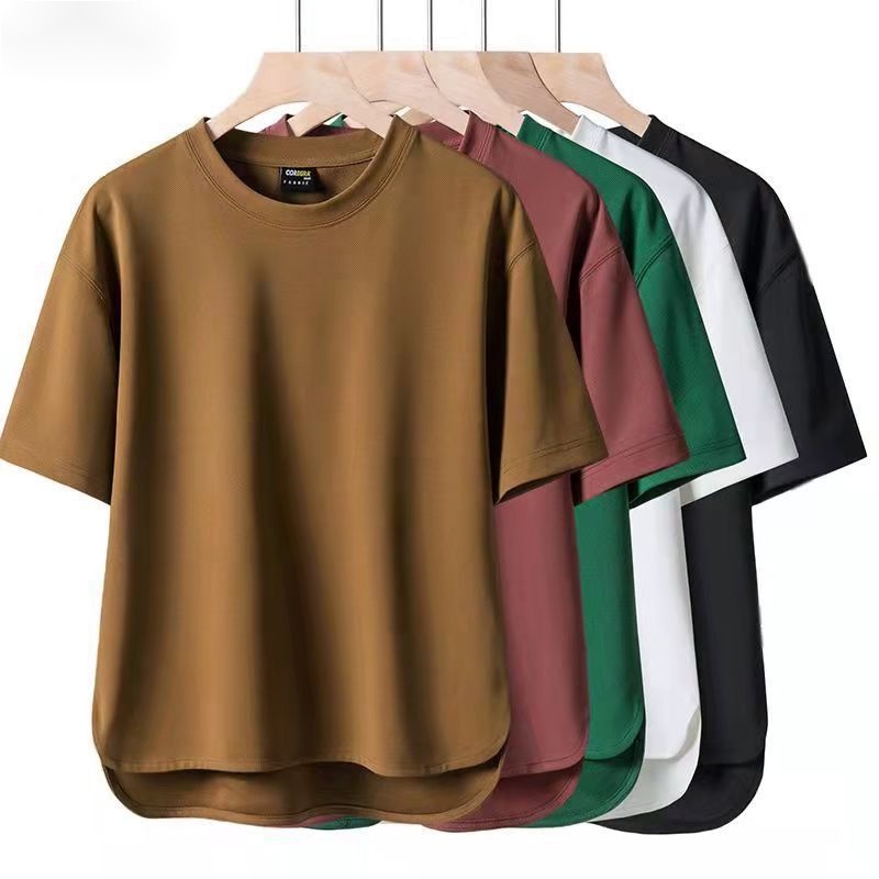 Áo Thun Tay Ngắn Cổ Tròn Màu Trơn Đơn Giản Thời Trang Xuân Hè Mới 2023 Size Lớn M-3xl