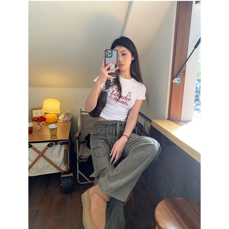 Y2k Áo Baby Tee Thun Croptop Nữ  Tay Ngắn Màu Trắng Thiết Kế Mỏng Cao Cấp Thời Trang Mùa Hè Dành Cho