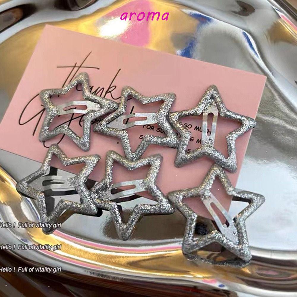 AROMA Kẹp Tóc Ngôi Sao Năm Cánh Lấp Lánh Đơn Giản Cá Tính y2k