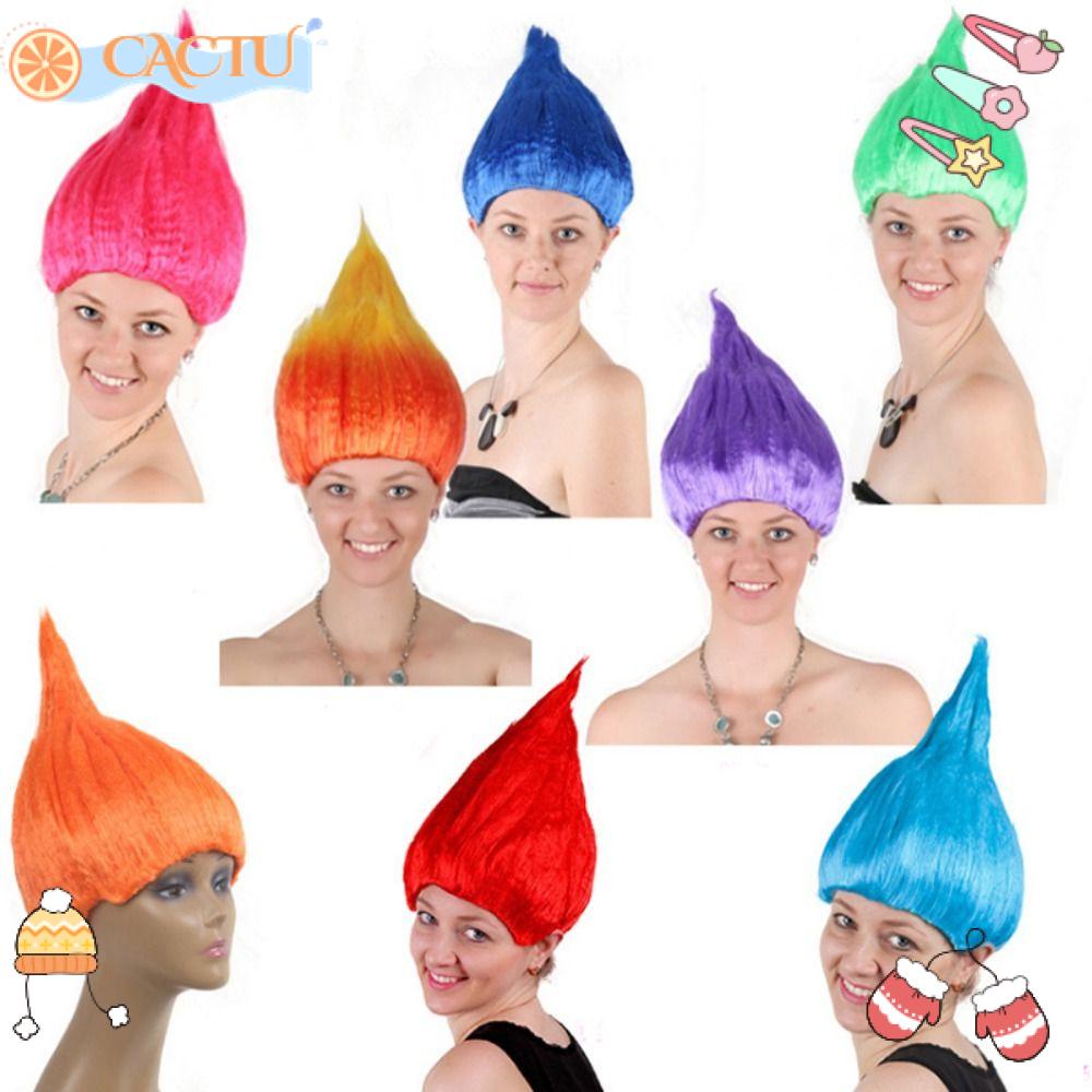 CACTU Bộ Tóc Giả Mềm Nhiều Màu Sắc Hóa Trang Elf Pixie