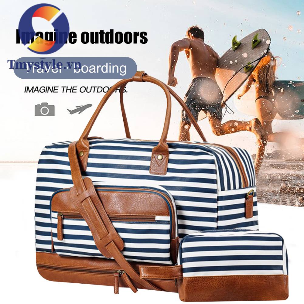 Túi Xách Canvas Cỡ Lớn Có Ngăn Đựng Đồ Khô / Ướt Tiện Dụng Cho Nam Và Nữ