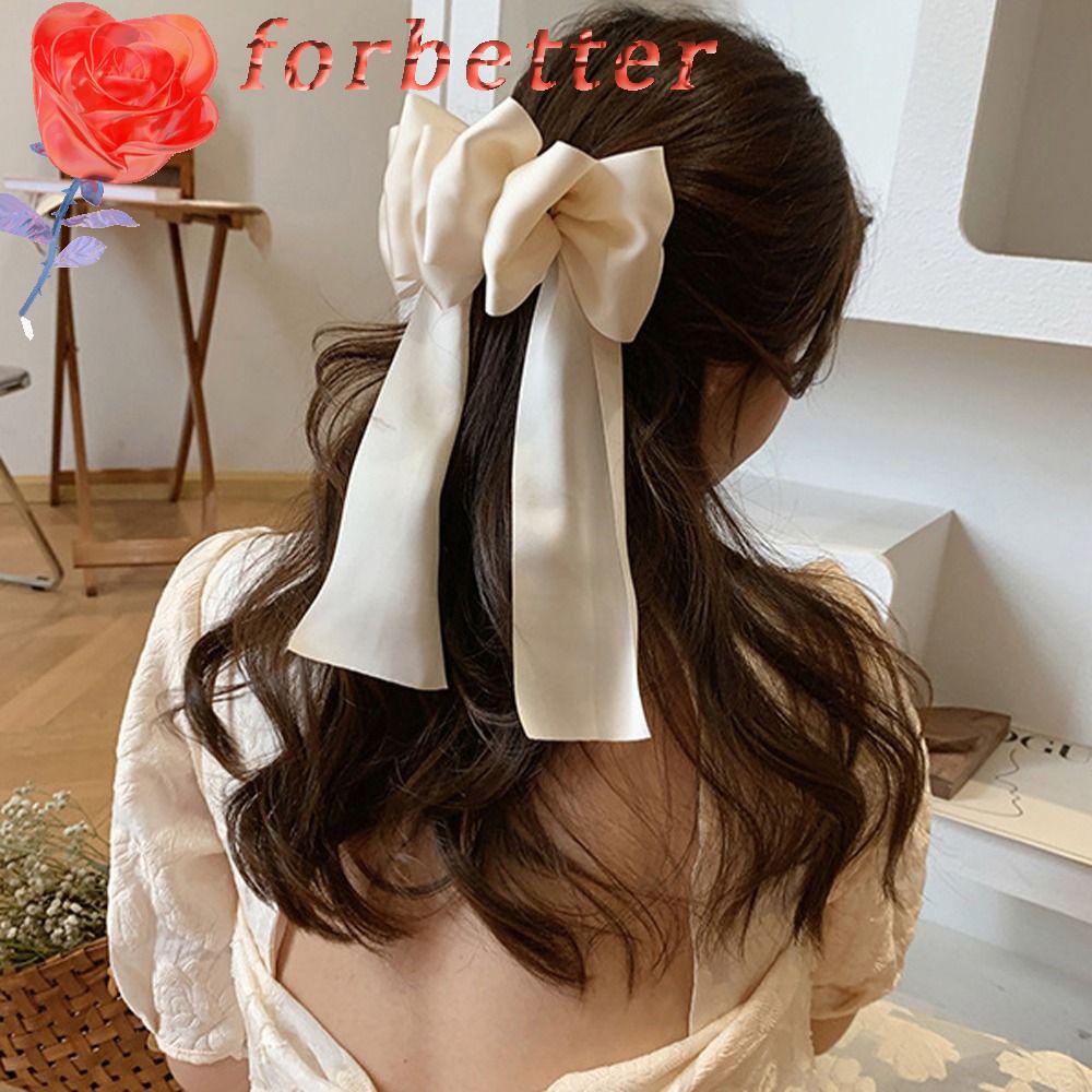 FORBETTER Kẹp Tóc Nơ Nhiều Lớp Bằng Lụa Satin Phong Cách Hàn Quốc Dễ Thương Cho Nữ