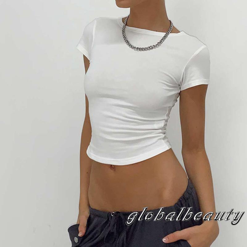 Áo Thun Crop Top Tay Ngắn Màu Sắc Thời Trang Mùa Hè Cho Nữ