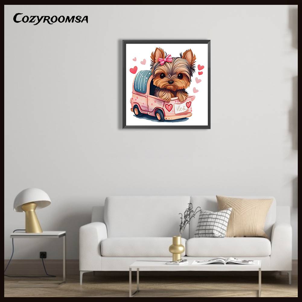 Tranh Đính Đá Kim Cương Toàn Bộ 5D DIY Hình Vẽ Chó Trang Trí Nhà Cửa