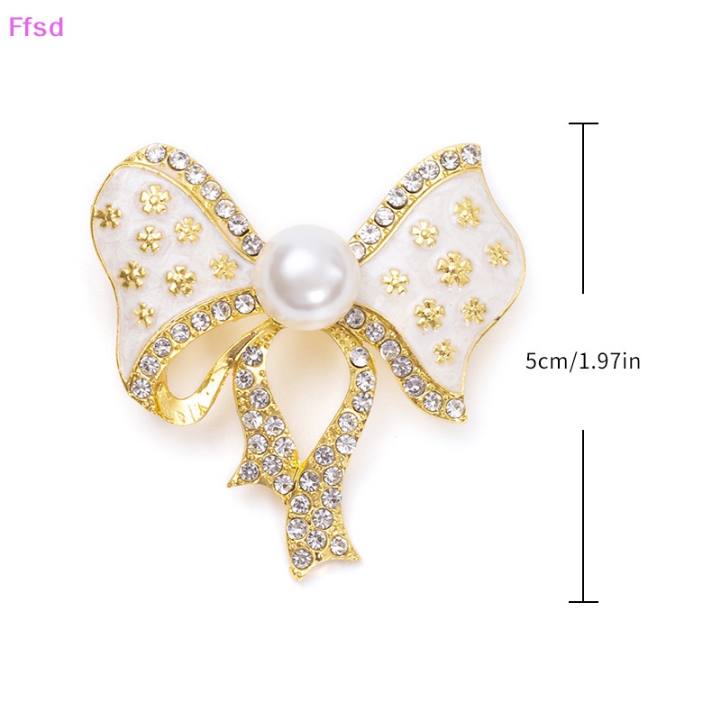 {Ffsd} Ghim Cài Áo Hình Nơ Đính Đá Ngọc Trai Giả Thời Trang Chống Ánh Sáng Dành Cho Nữ