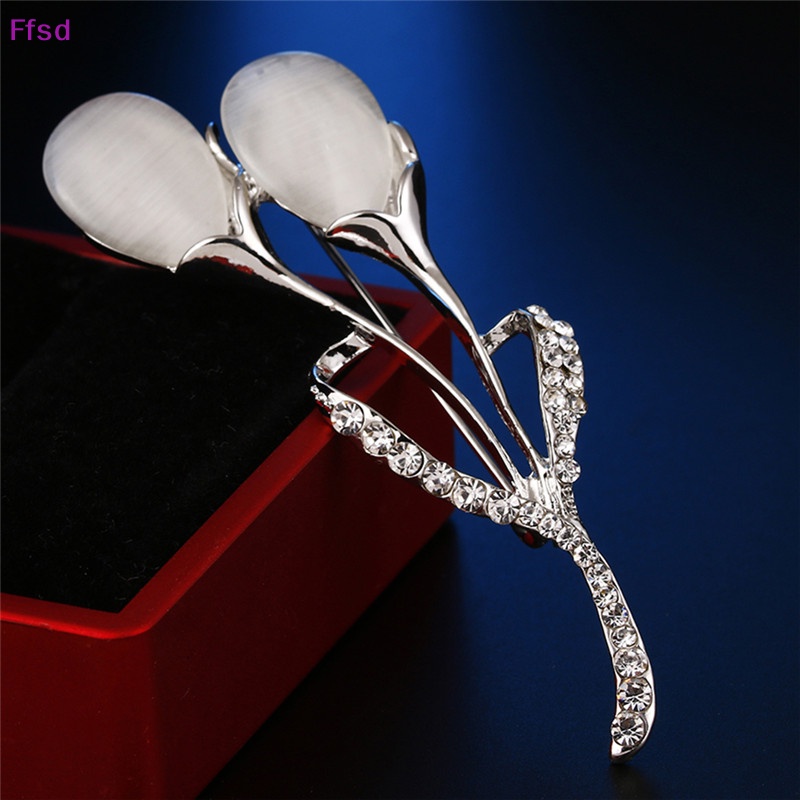 Ghim Cài Áo Đính Đá Opal Sang Trọng Cho Cô Dâu Trâm Cài Áo Hình Hoa Tulip Đính Pha Lê Phong Cách Vintage Thời Trang Cho Nữ  Hoa Tulip Chảy Ngược