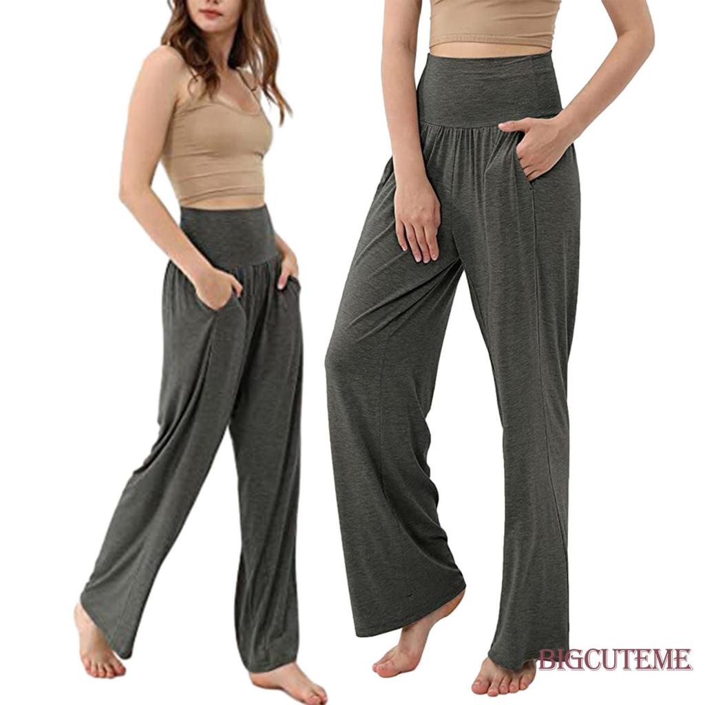 Quần Dài Lưng Cao Ống Rộng Màu Sắc Đơn Giản Thời Trang Xuân Hè Cho Nữ
