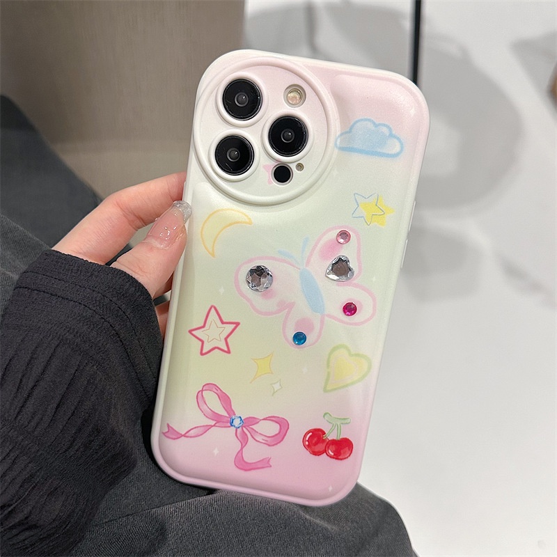 Ốp Điện Thoại Đệm Khí In Hình Bướm Cho iphone15 / 14promax / 13 / 12 / 11 / XR / XS / X / XSMAX / 7 / 8PLUS