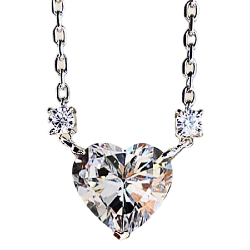 Ygt Vòng cổ Choker Bằng Thép Không Gỉ Mặt Trái Tim Đính Đá Zircon Ngọt Ngào Cho Nữ