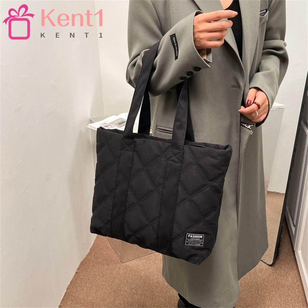KENT1 Túi Tote Cotton Nylon Nhồi Bông Màu Trơn Sức Chứa Lớn Thời Trang Có Tay Cầm Đa Ứng Dụng