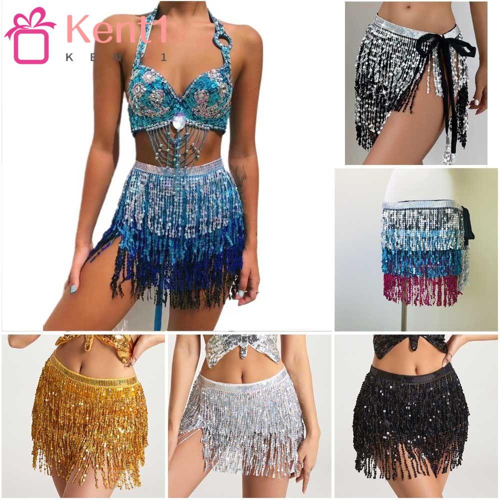 KENT1 Chân Váy Tua Rua Đính Kim Sa Phong Cách Bohemian Quyến Rũ Cho Nữ