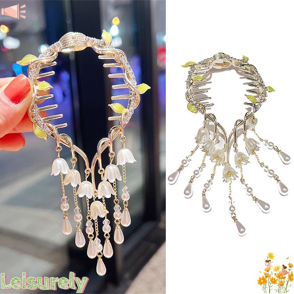 LEILY Kẹp Tóc Kim Loại Đính Đá Thanh Lịch