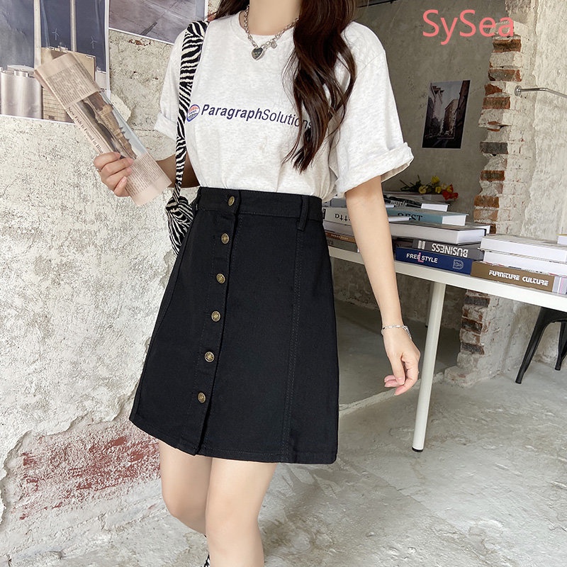 Chân váy jean Đen Lưng Cao Ôm Dáng Thời Trang Mùa Hè Cho Nữ