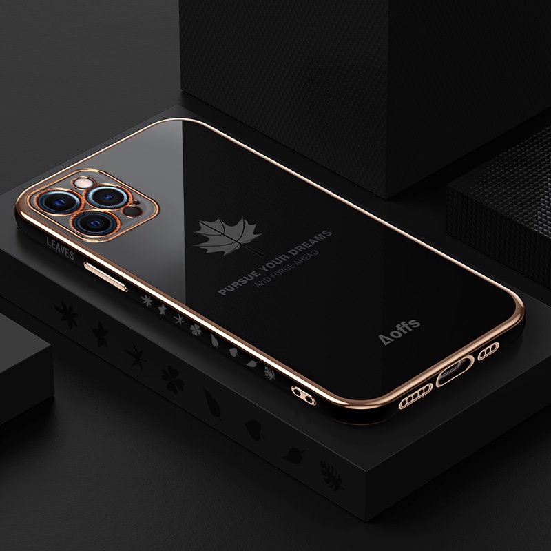 Ốp Điện Thoại Silicon Mềm Họa Tiết Lá Phong Mạ Bóng Cho Xiaomi Redmi 12 4G 12R 2023