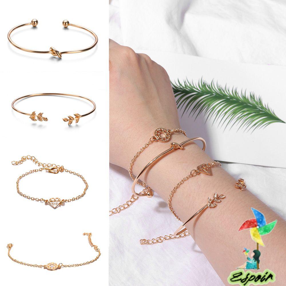 ESPO Set 4 Vòng Tay Hợp Kim Hở Kiểu Bohemian