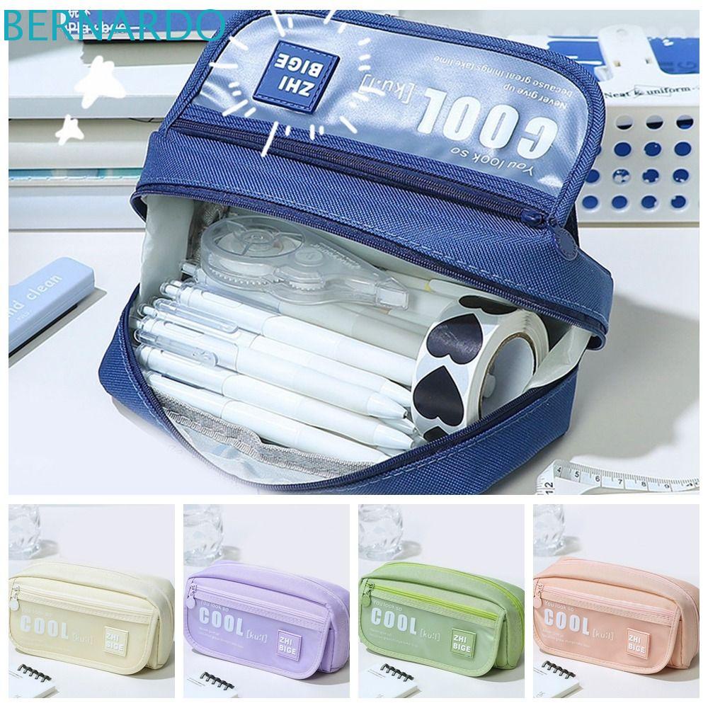 BERNARDO Túi Đựng Bút Để Bàn 6 Ngăn Sức Chứa Lớn Nhiều Lớp Phong Cách Hàn Quốc Cho Trẻ Em