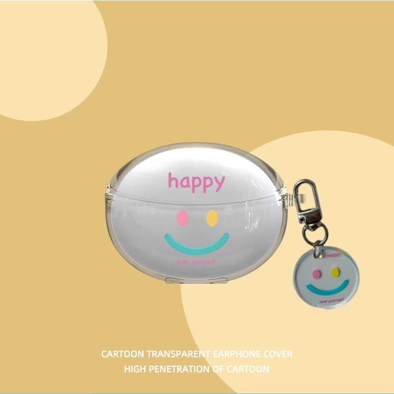 Vỏ Bảo Vệ Hộp Sạc Tai Nghe Bluetooth Không Dây OPPO Enco Free3 Bằng TPU Mềm Trong Suốt Kèm Móc Khóa Hoạt Hình