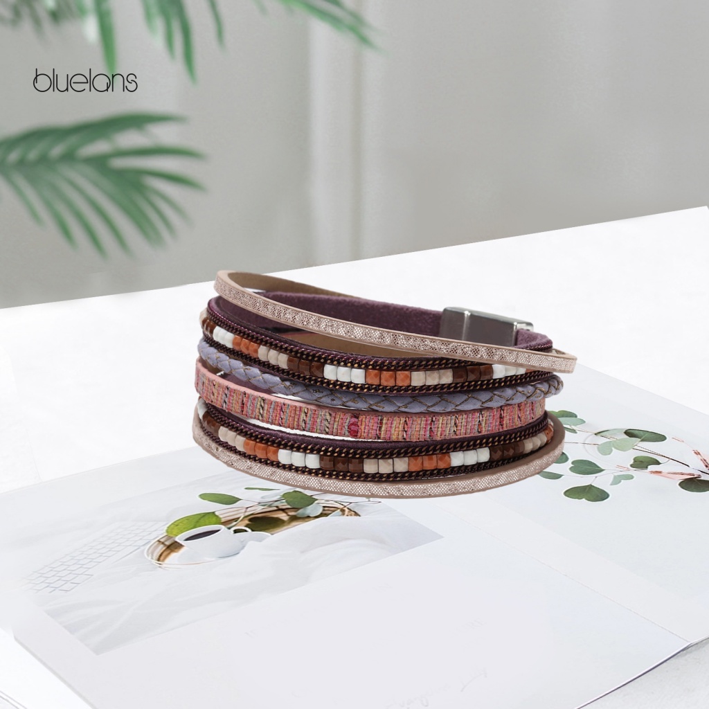 Vòng Tay Da Nhiều Sợi Phong Cách Bohomian Cho Nữ