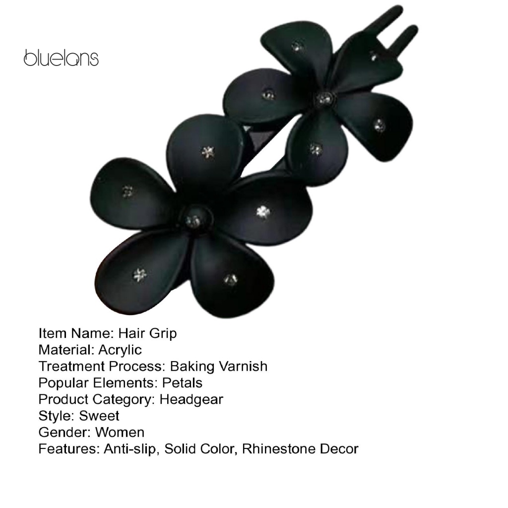 Kẹp Tóc Đính Đá Màu Trơn Chống Trượt Trọng Lượng Nhẹ Thời Trang Cho Nữ