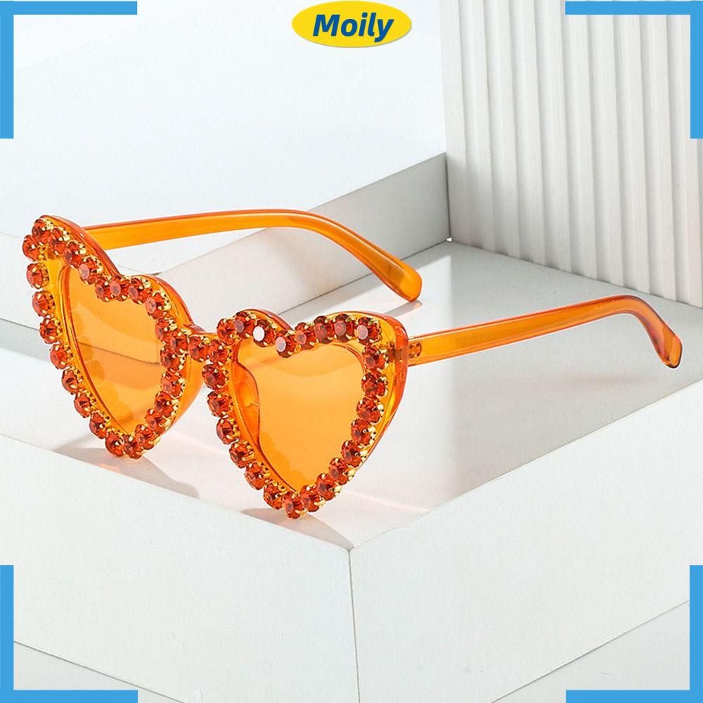 MOILYVN Kính Mát Hình Trái Tim Lấp Lánh Phong Cách Hip Hop
