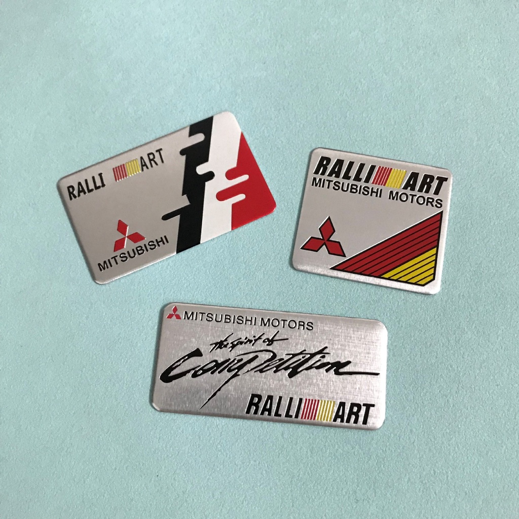 Miếng Dán Kim Loại Trang Trí Thân Xe Hơi Mitsubishi Ralliart Mirage G4 Triton Xpander Pajero Lancer ASX Outlander Attrage